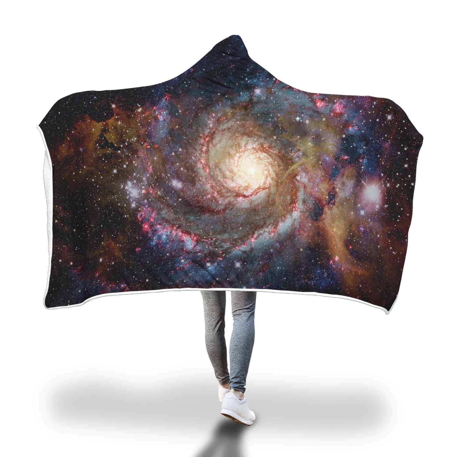 Stardust Space Galaxy Purple Print Hooded Blanket-grizzshop