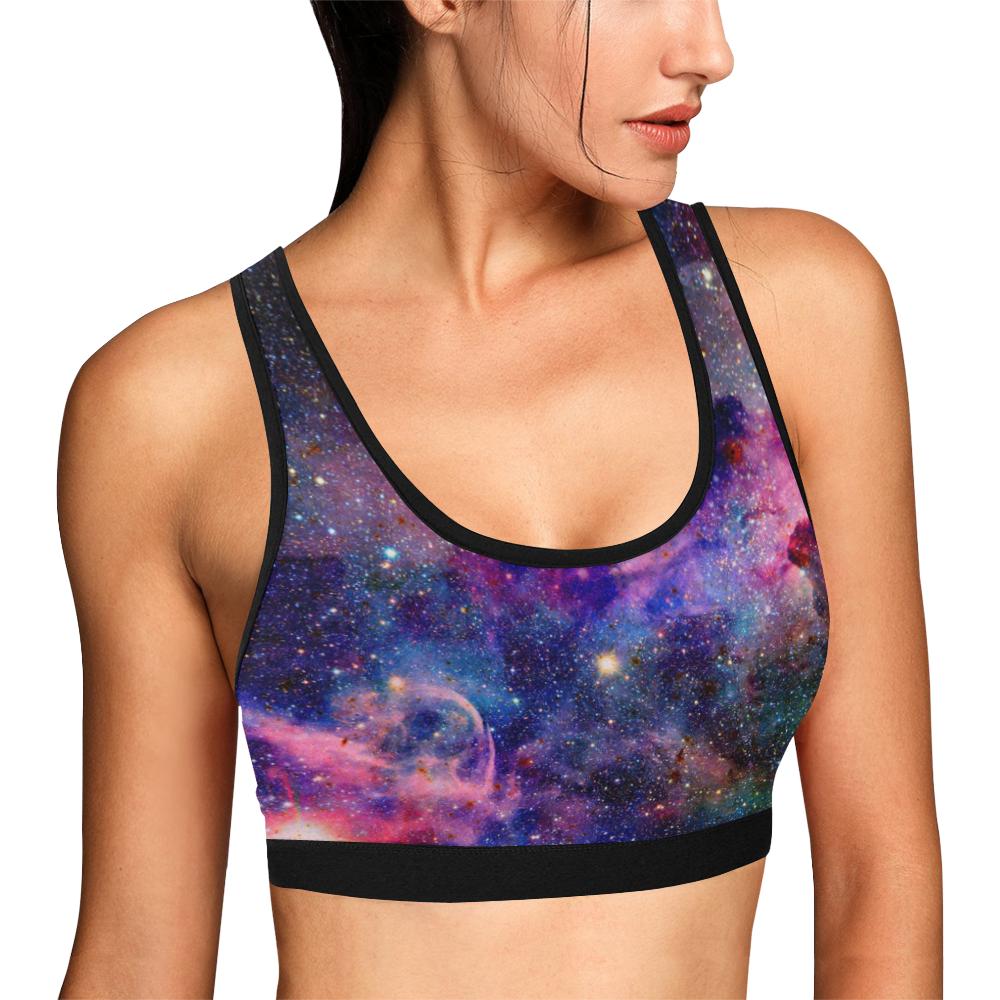 Stardust Space Galaxy Purple Print Women Sports Bra-grizzshop
