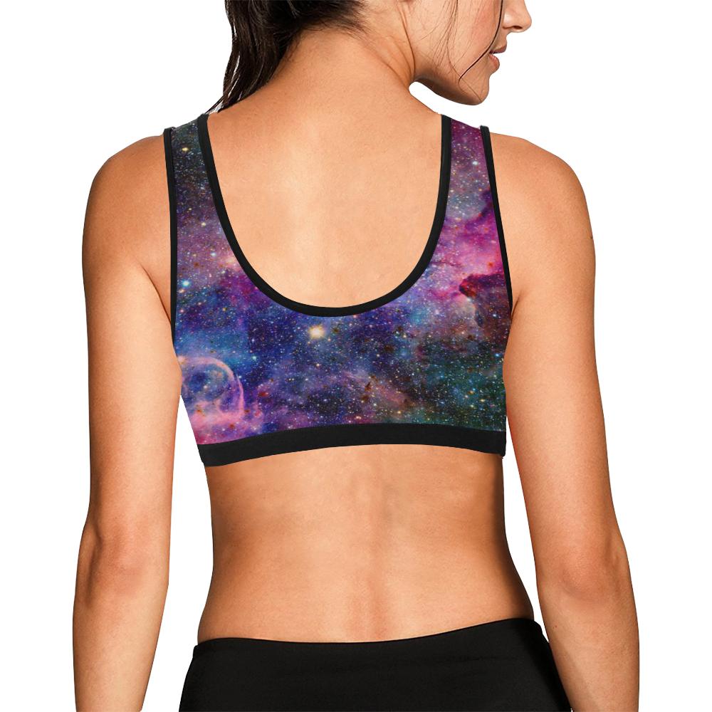 Stardust Space Galaxy Purple Print Women Sports Bra-grizzshop