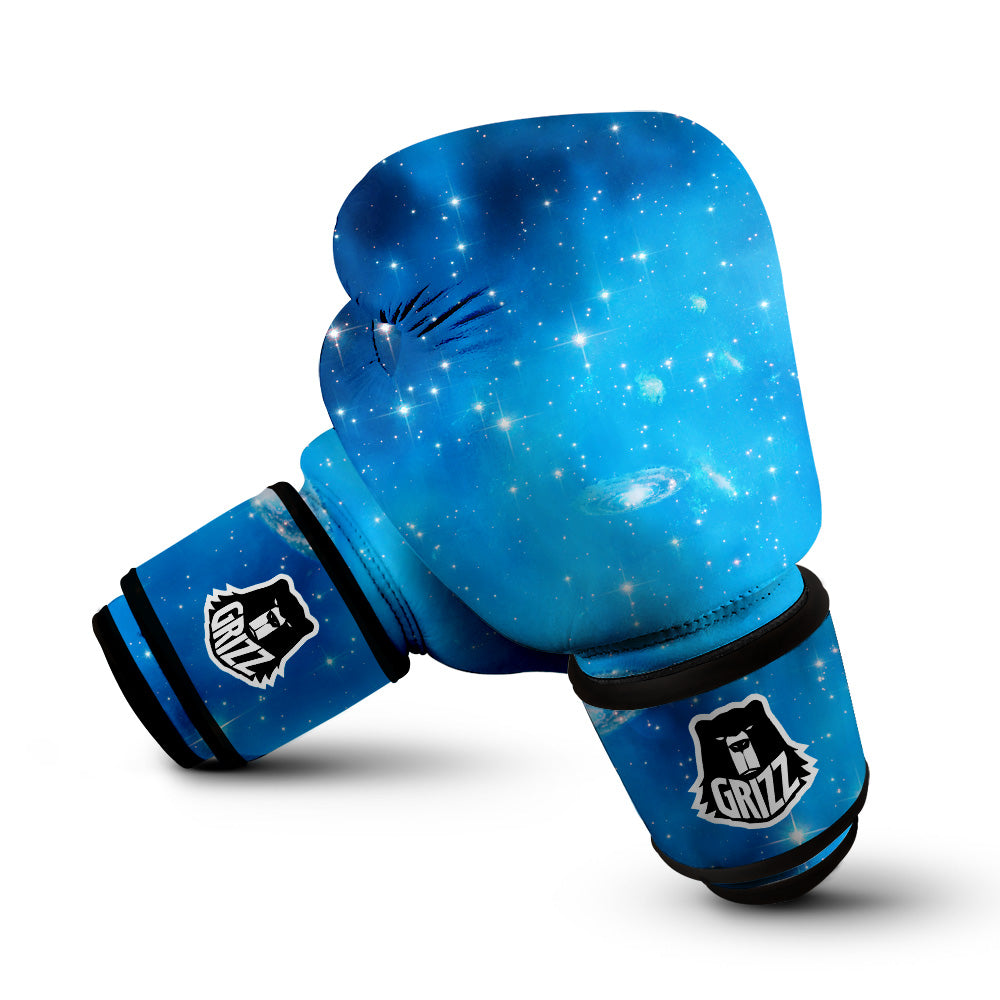 Starfield Galaxy Space Blue Cloud Print Boxing Gloves-grizzshop