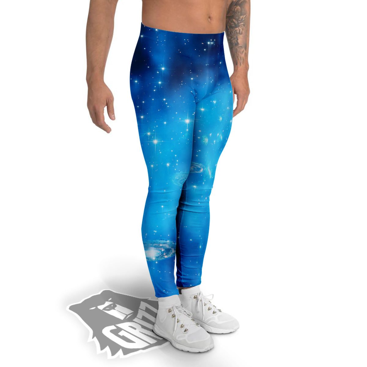 Starfield Galaxy Space Blue Cloud Print Men's Leggings-grizzshop