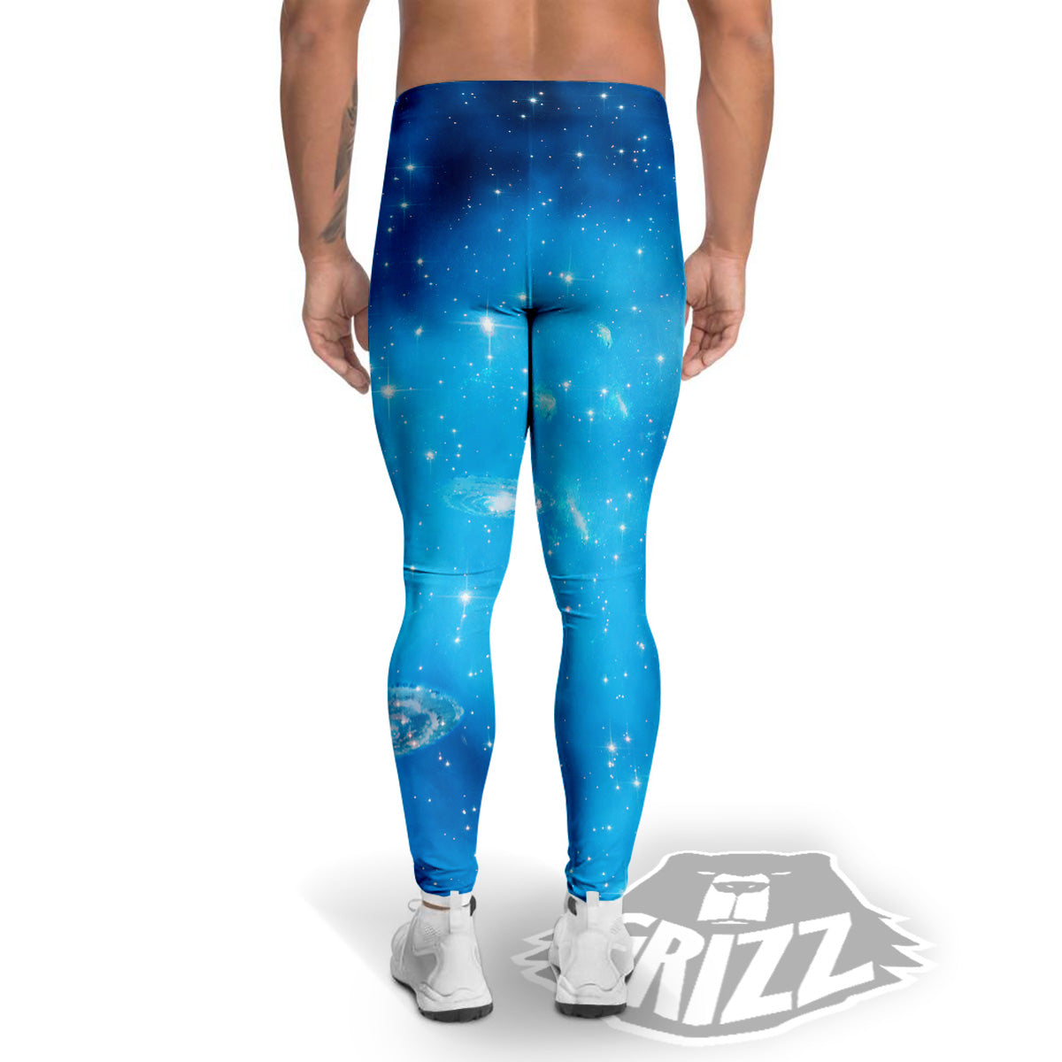 Starfield Galaxy Space Blue Cloud Print Men's Leggings-grizzshop
