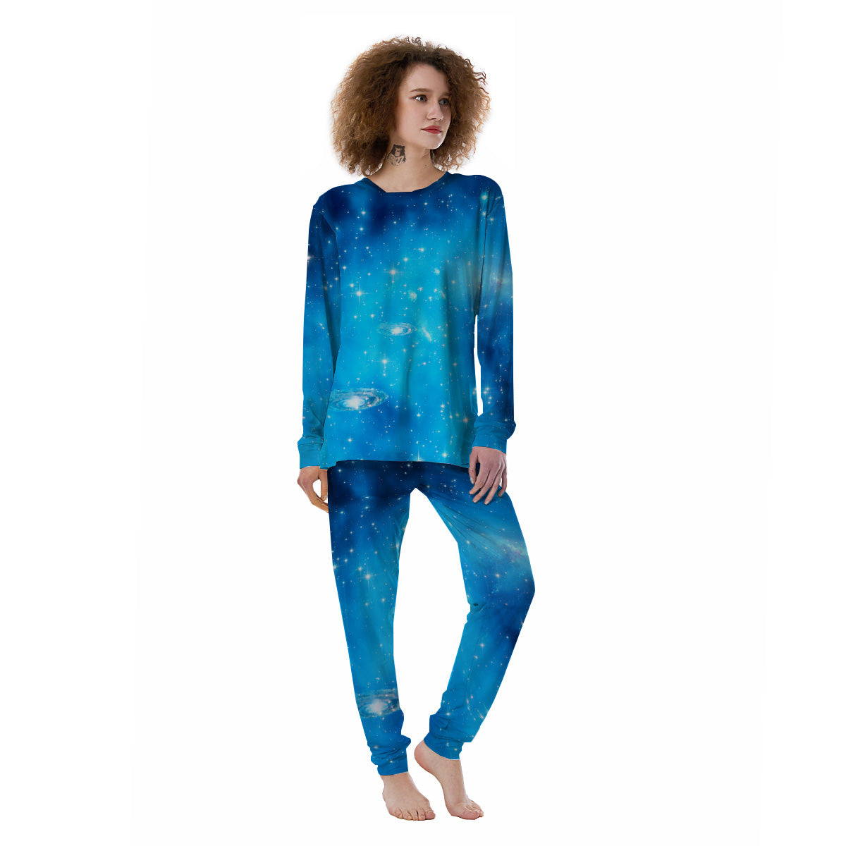Starfield Galaxy Space Blue Cloud Print Women's Pajamas-grizzshop