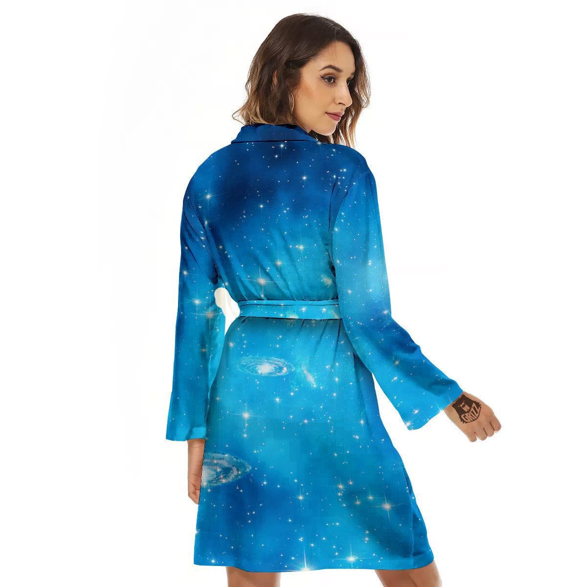 Starfield Galaxy Space Blue Cloud Print Women's Robe-grizzshop