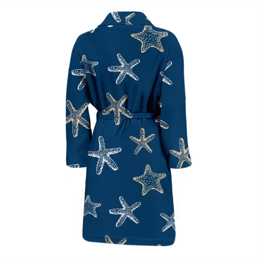 Starfish Pattern Print Men Long Robe-grizzshop