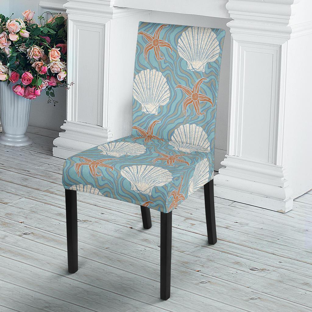 Starfish Shell Pattern Print Chair Cover-grizzshop