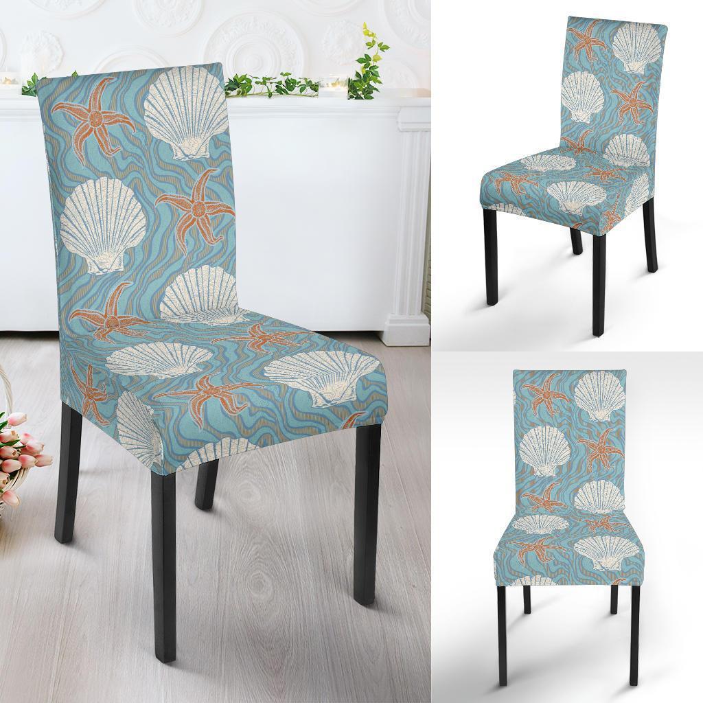 Starfish Shell Pattern Print Chair Cover-grizzshop