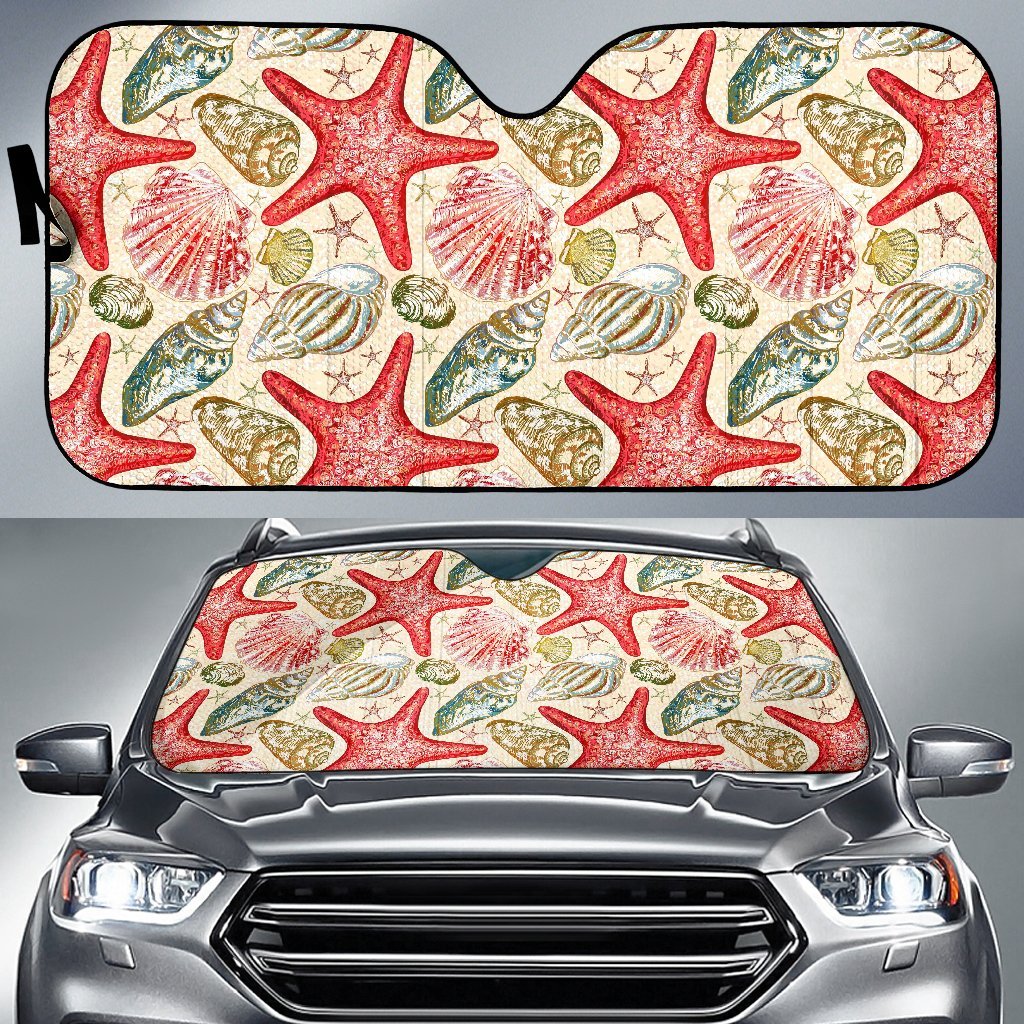 Starfish Shell Print Pattern Car Sun Shade-grizzshop