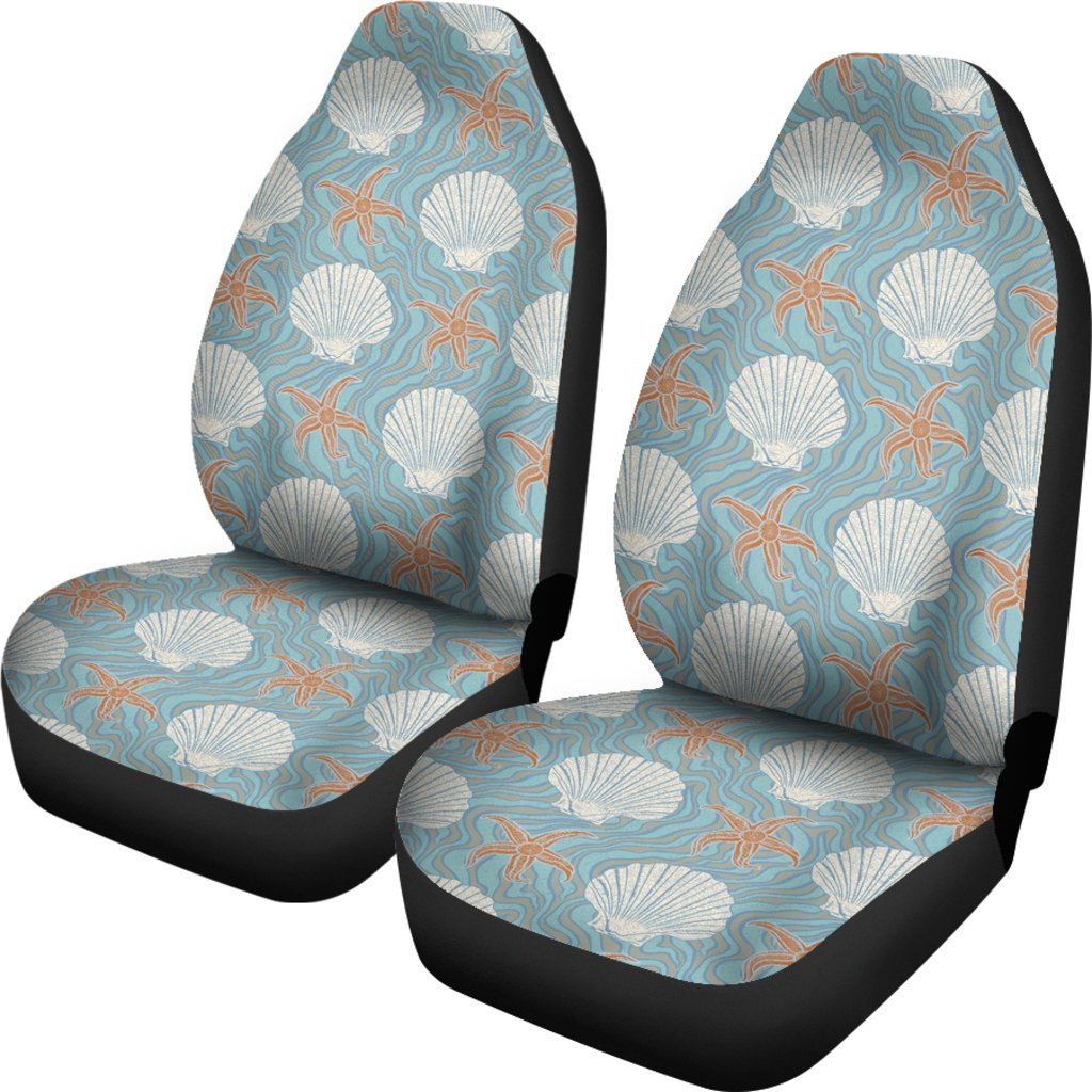 Starfish Shell Pattern Print Universal Fit Car Seat Covers-grizzshop