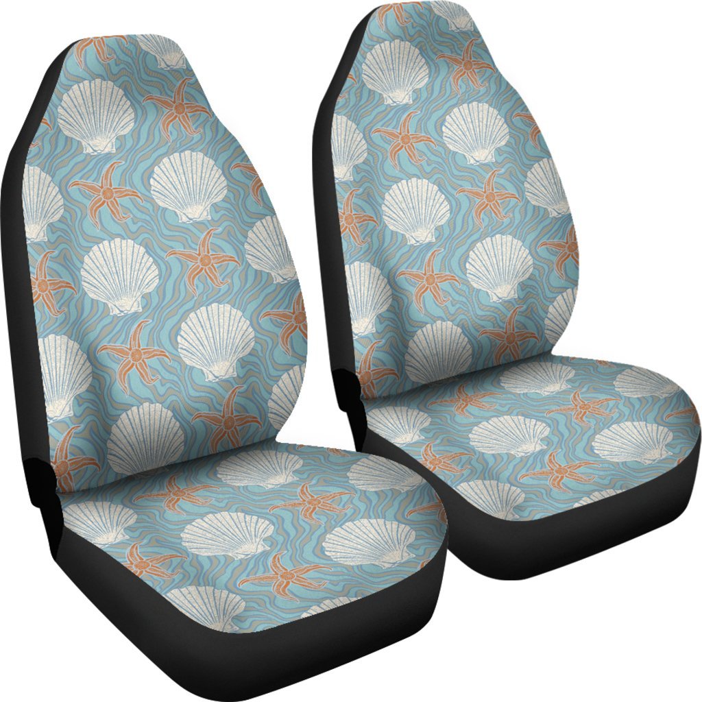 Starfish Shell Pattern Print Universal Fit Car Seat Covers-grizzshop
