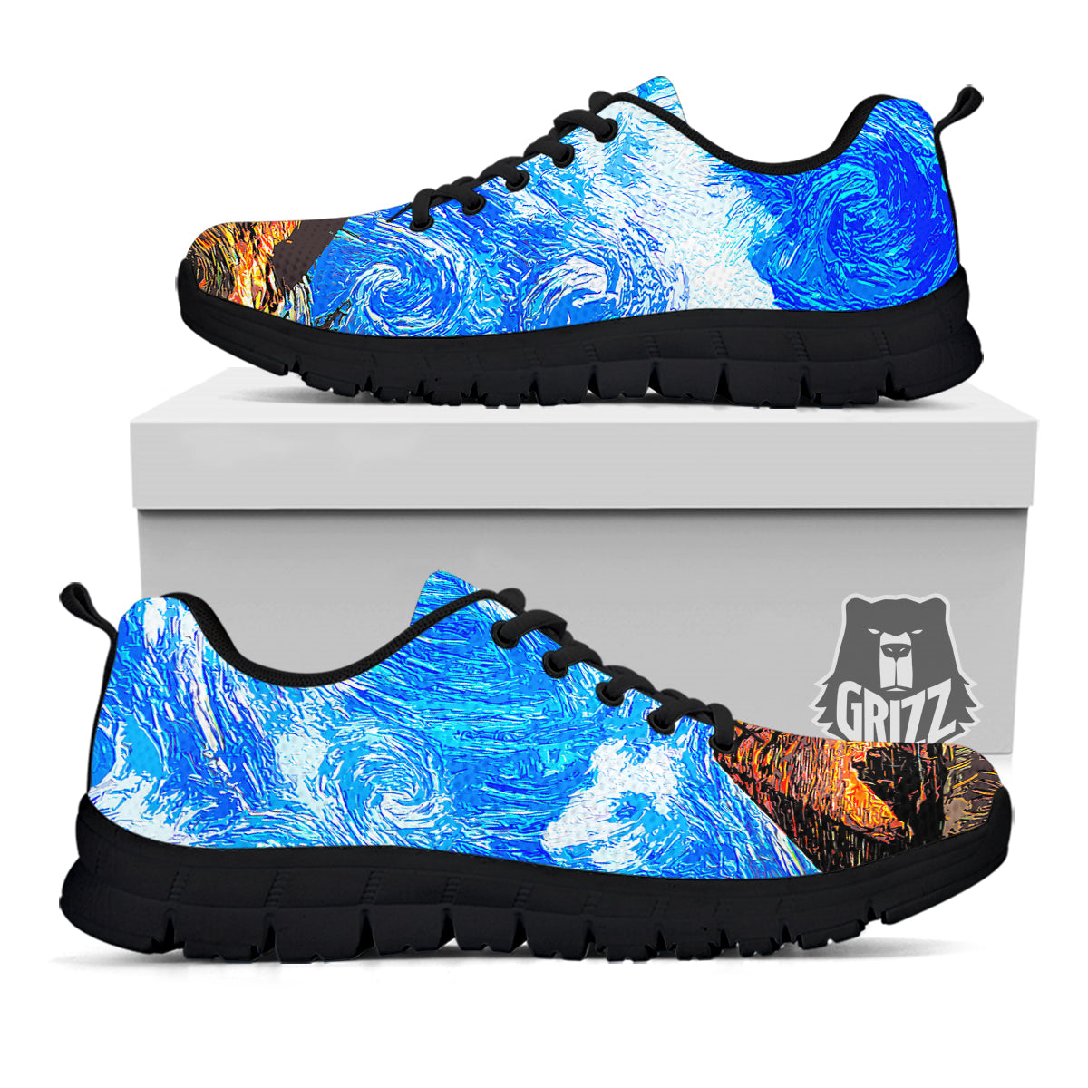 Starring Night Pyramids Print Black Sneaker-grizzshop