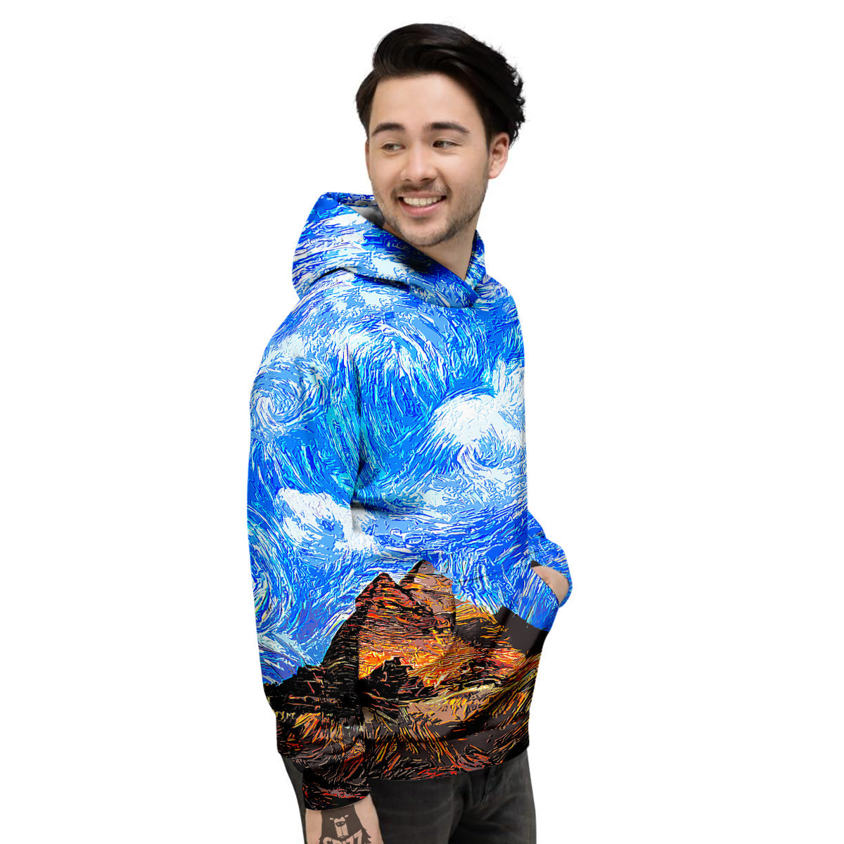 Starring Night Pyramids Print Men's Hoodie-grizzshop