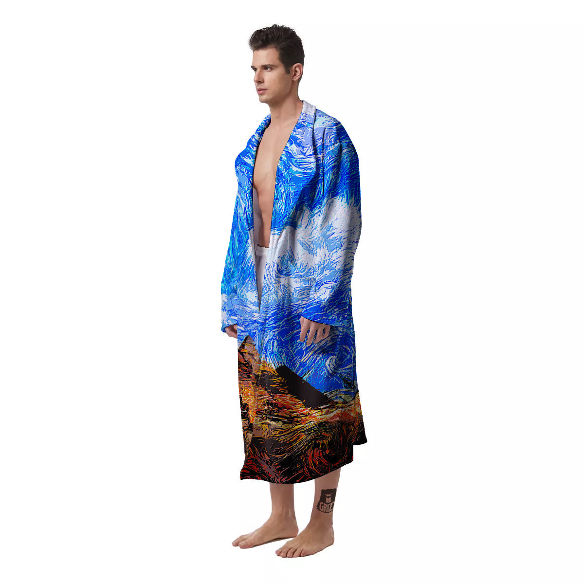 Starring Night Pyramids Print Men's Robe-grizzshop