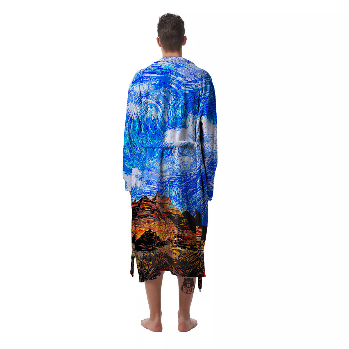 Starring Night Pyramids Print Men's Robe-grizzshop