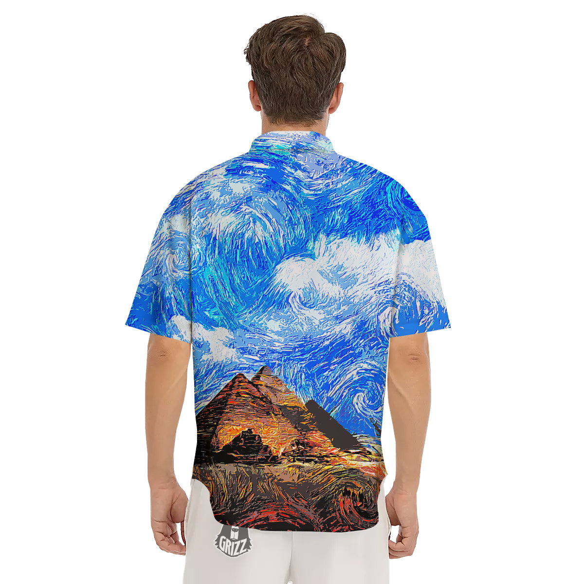Starring Night Pyramids Print Men's Short Sleeve Shirts-grizzshop