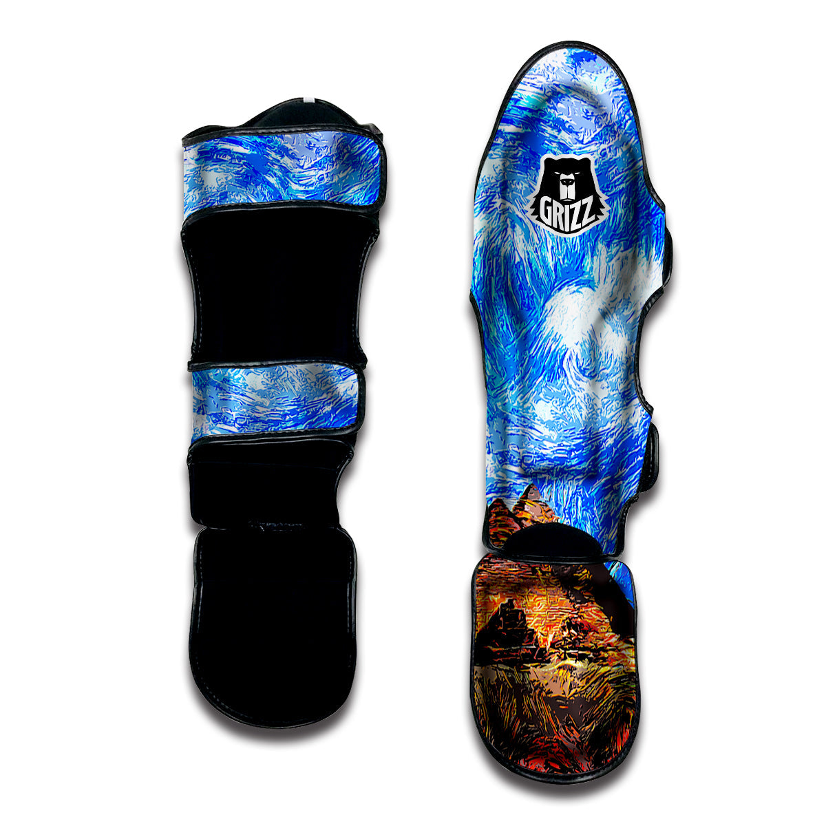 Starring Night Pyramids Print Muay Thai Shin Guards-grizzshop