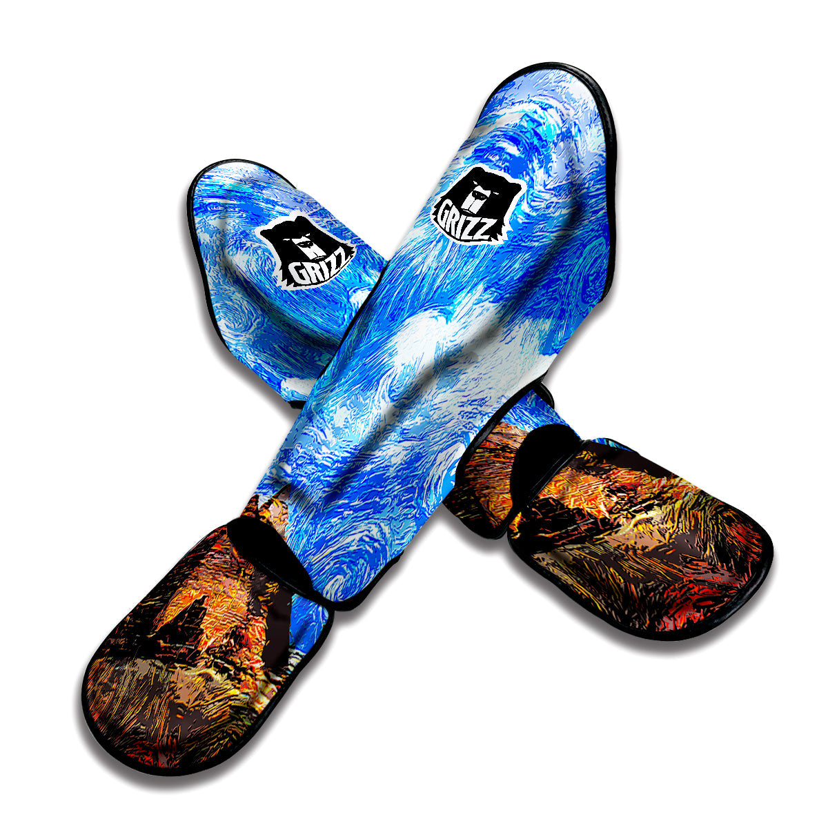 Starring Night Pyramids Print Muay Thai Shin Guards-grizzshop