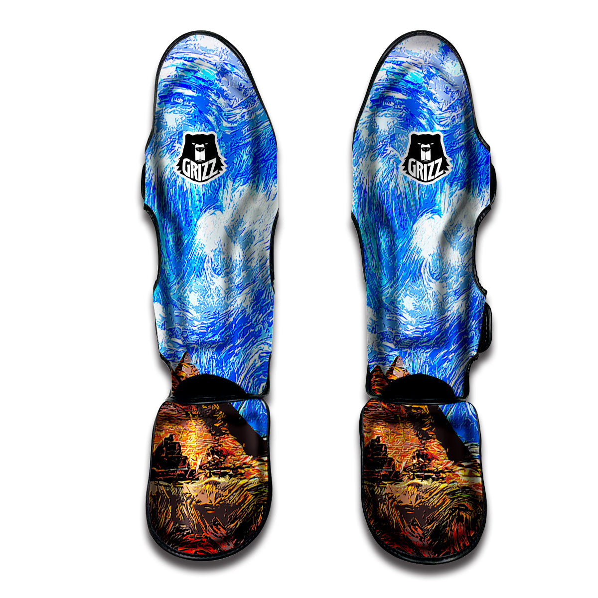 Starring Night Pyramids Print Muay Thai Shin Guards-grizzshop