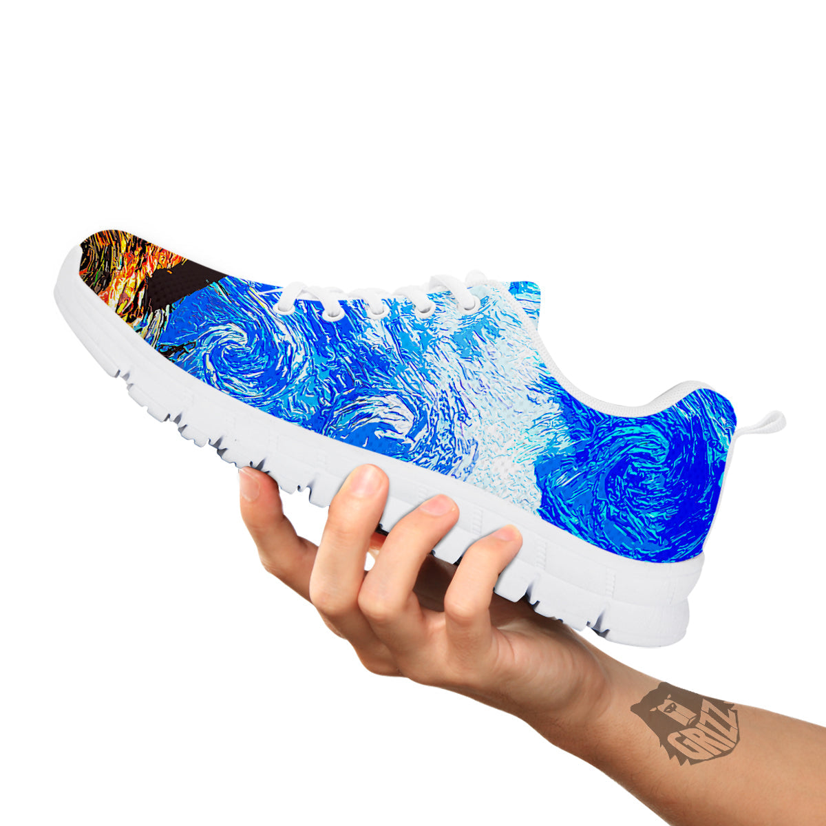 Starring Night Pyramids Print White Sneaker-grizzshop