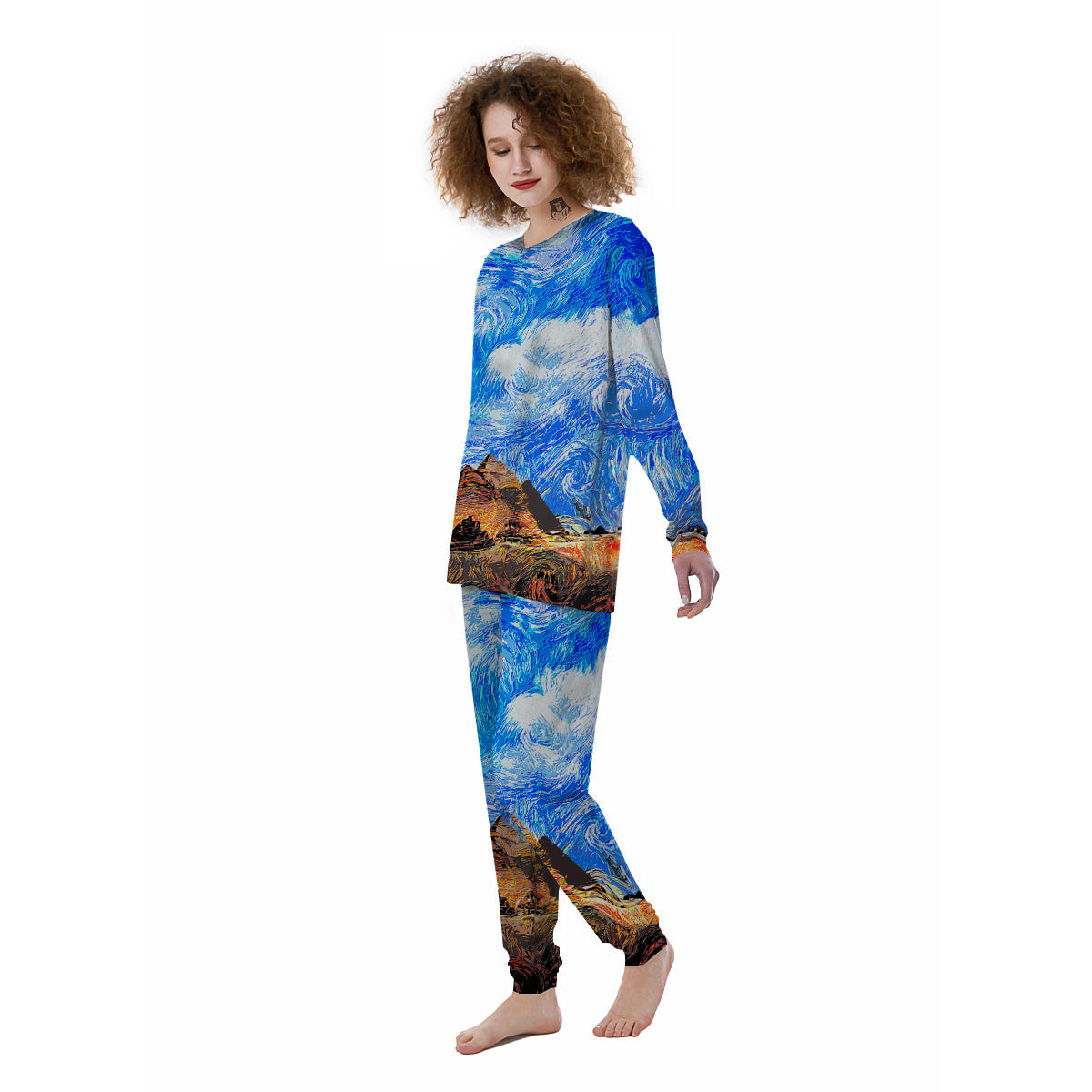 Starring Night Pyramids Print Women's Pajamas-grizzshop