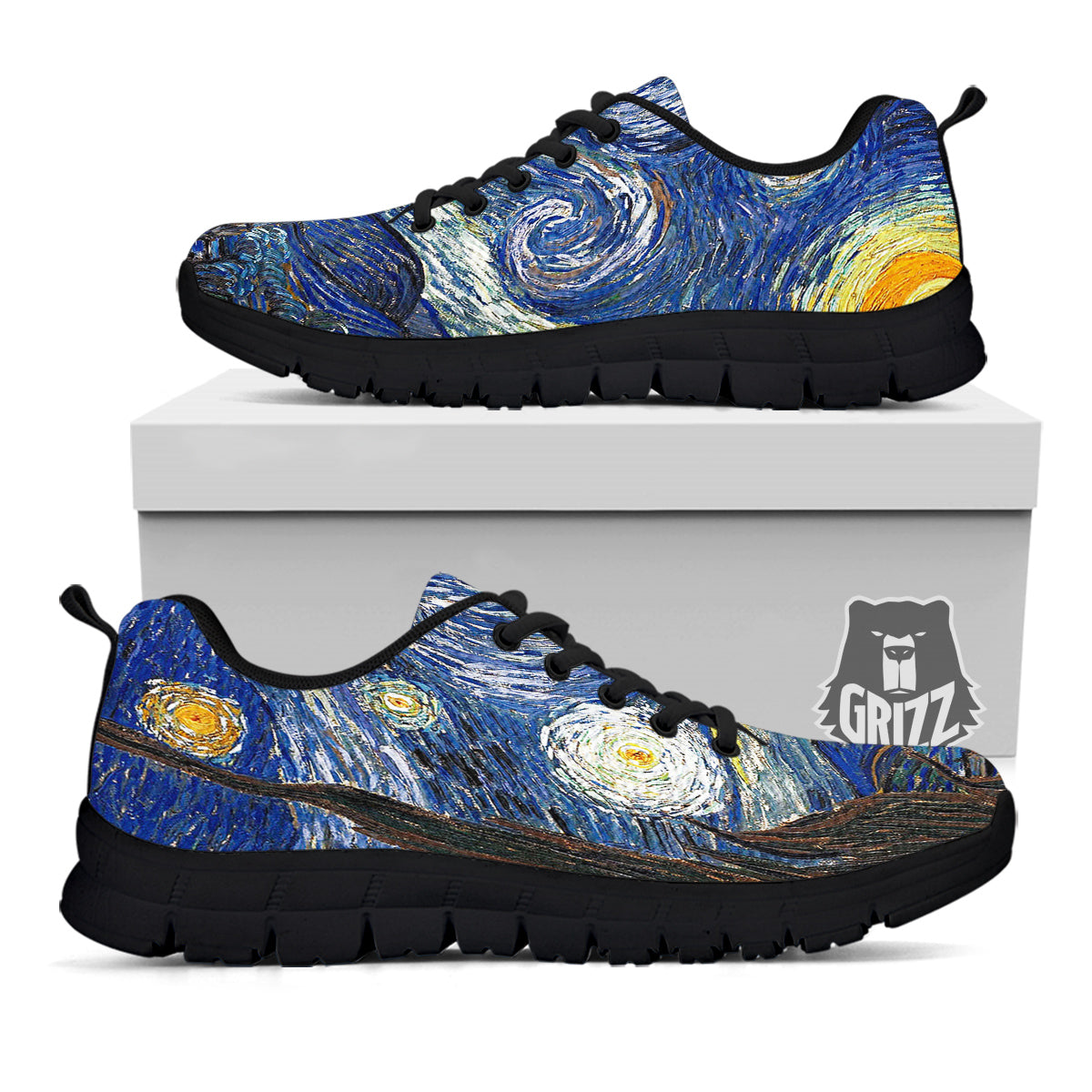 Starry Night Print Black Sneaker-grizzshop