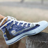 Starry Night Print White High Top Shoes-grizzshop