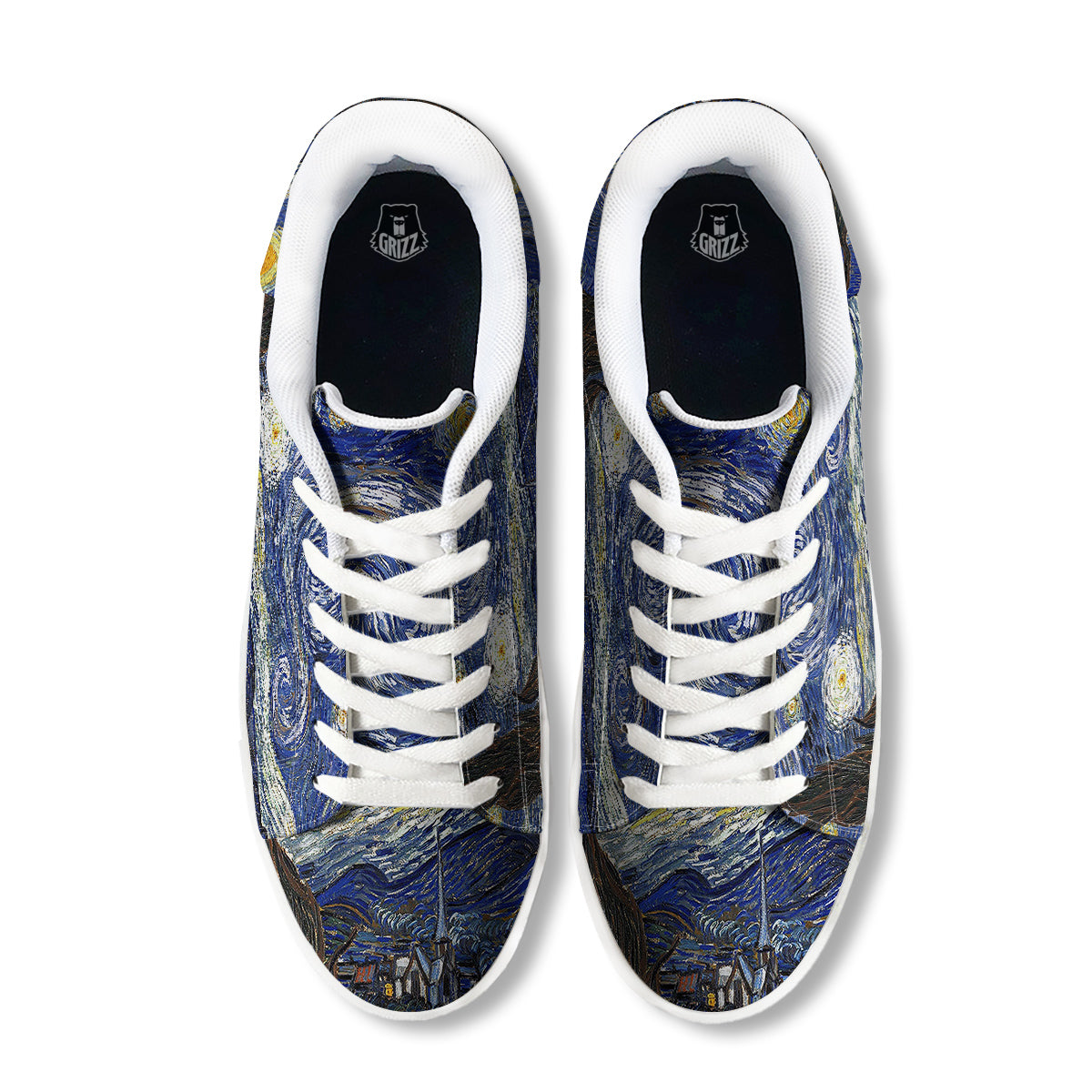 Starry Night Print White Low Top Sneakers-grizzshop