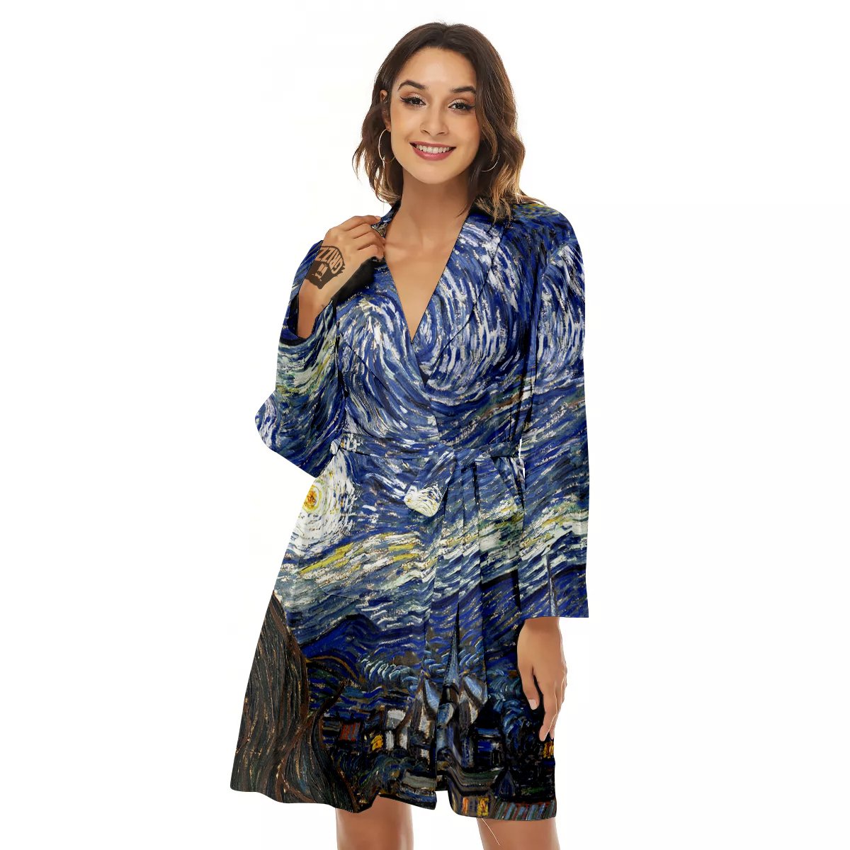Starry Night Print Women's Robe-grizzshop