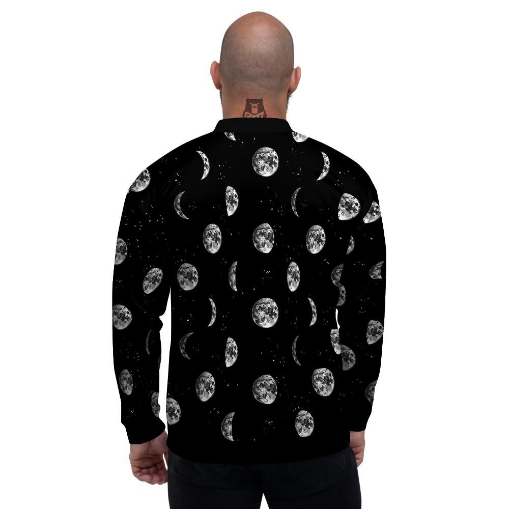 Stars And Moon Phase Print Pattern Men's Bomber Jacket-grizzshop
