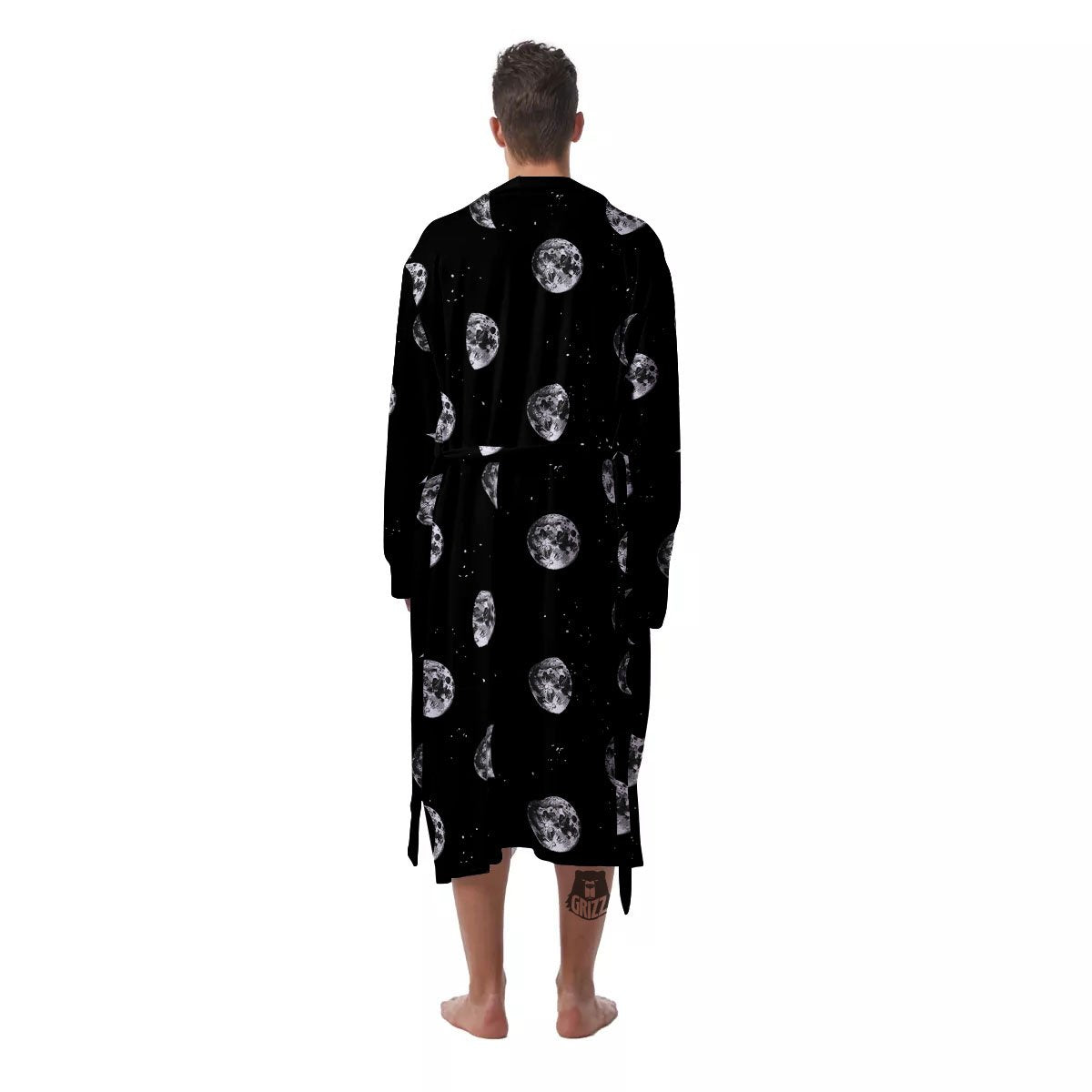 Stars And Moon Phase Print Pattern Men's Robe-grizzshop