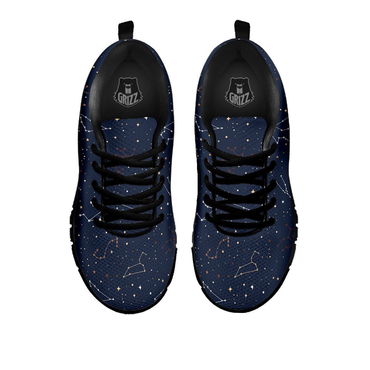Stars Constellation Print Pattern Black Sneaker-grizzshop