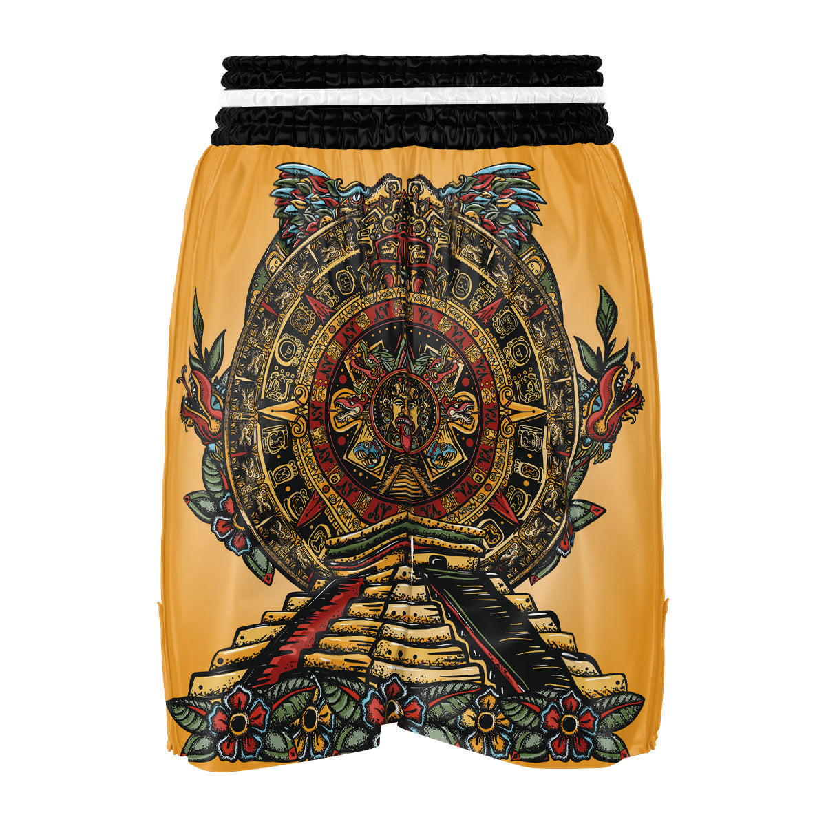 Statue Ancient Mayan Print Boxing Shorts-grizzshop