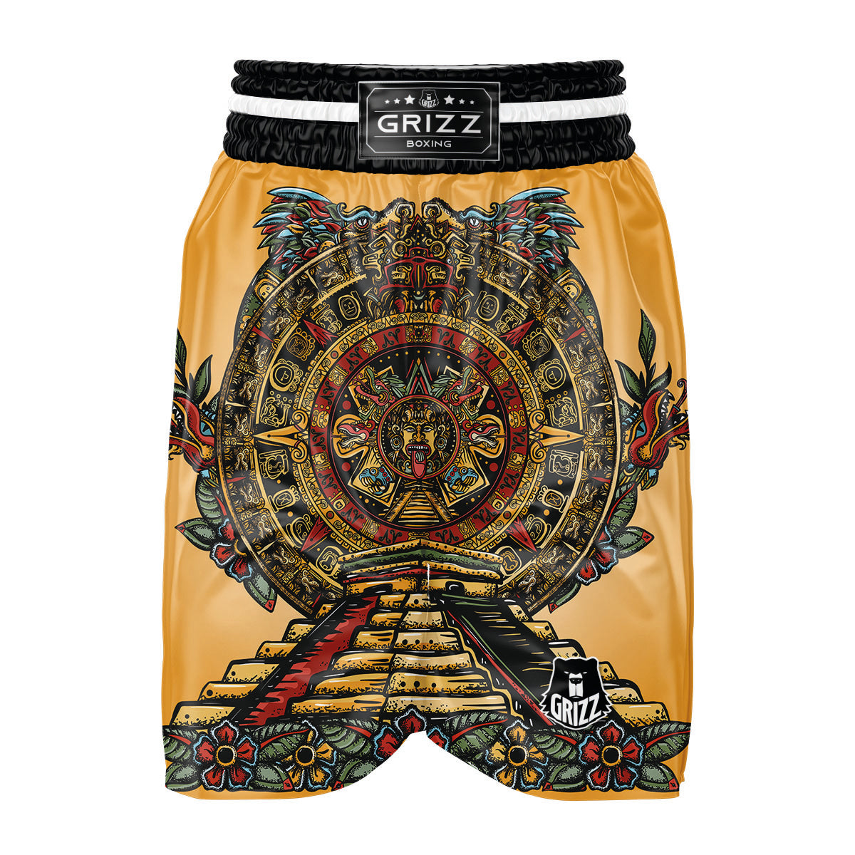 Statue Ancient Mayan Print Boxing Shorts-grizzshop