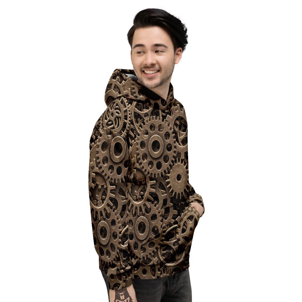 Steampunk Brass Gears And Cogs Print Men's Hoodie-grizzshop