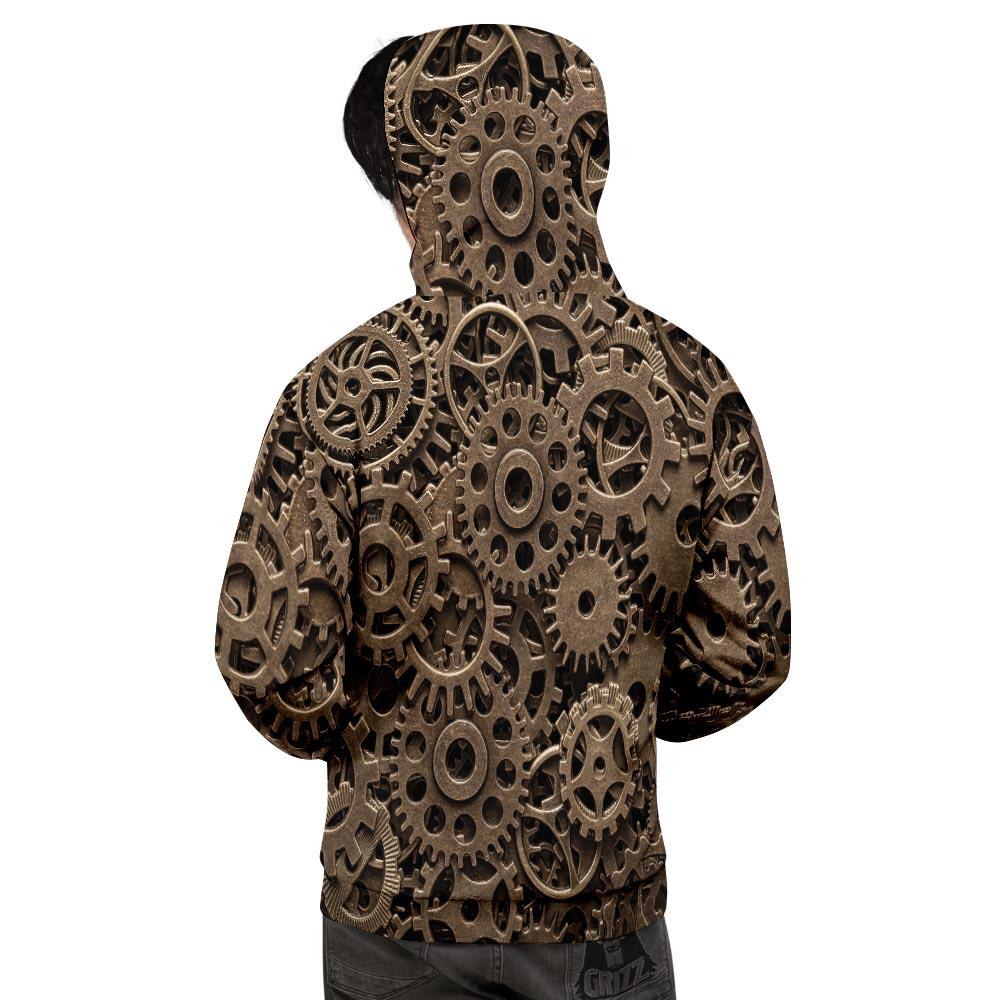 Steampunk Brass Gears And Cogs Print Men's Hoodie-grizzshop