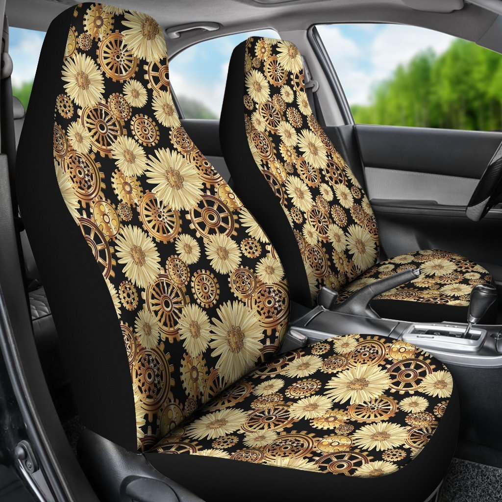 Steampunk Floral Pattern Print Car Seat Cover-grizzshop