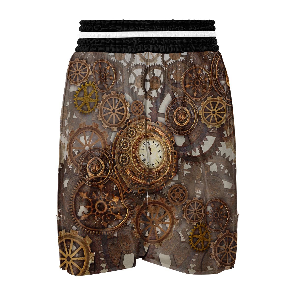 Steampunk Gears Clock Print Boxing Shorts-grizzshop