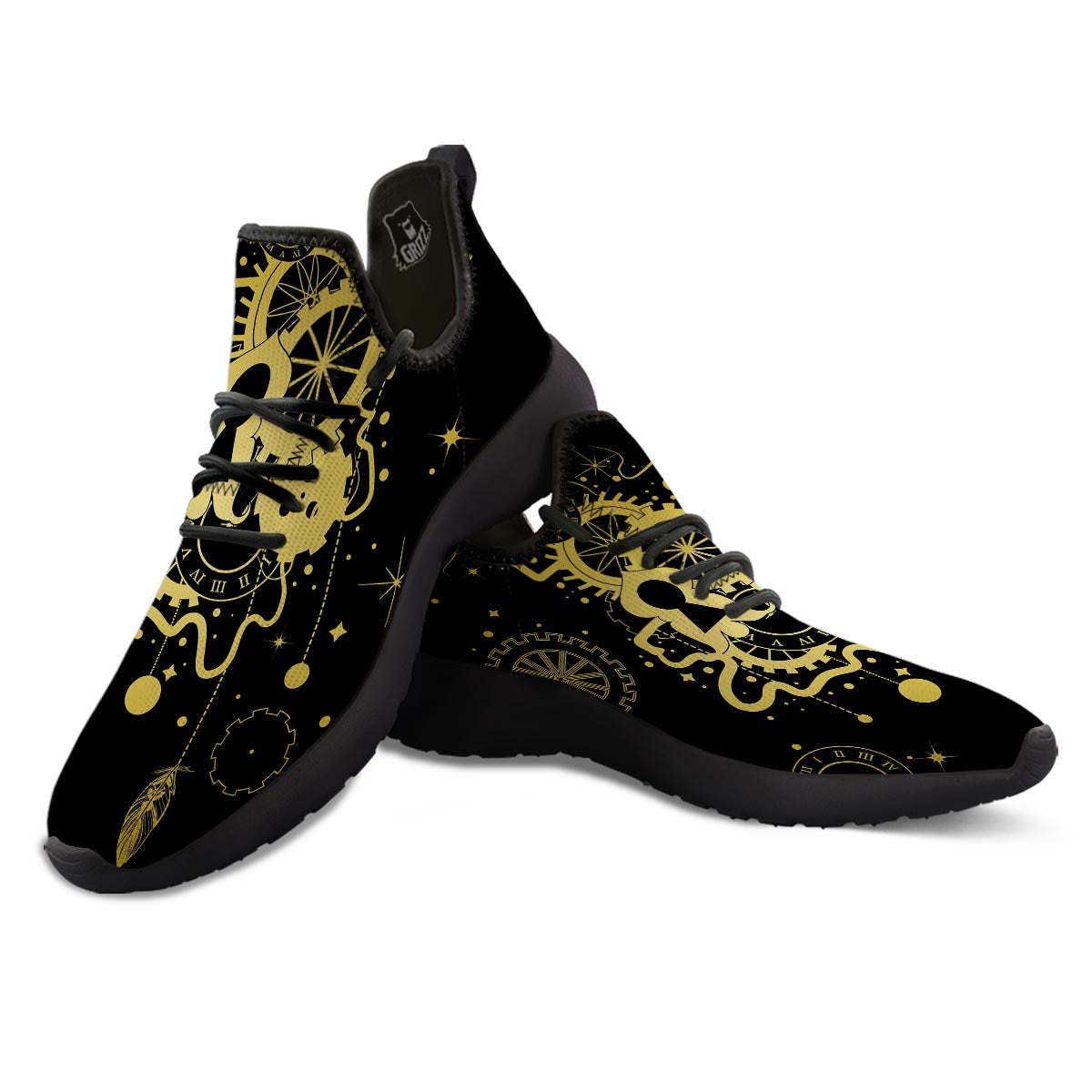 Steampunk Gears Metal Print Black Athletic Shoes-grizzshop