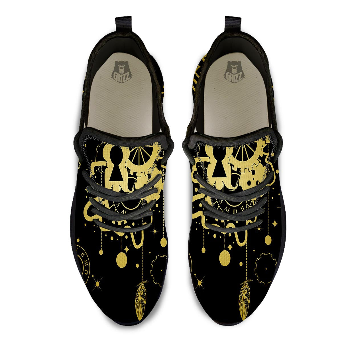 Steampunk Gears Metal Print Black Athletic Shoes-grizzshop
