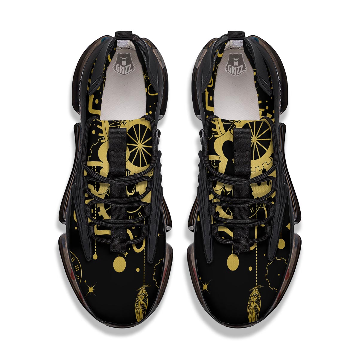 Steampunk Gears Metal Print Black Gym Shoes-grizzshop