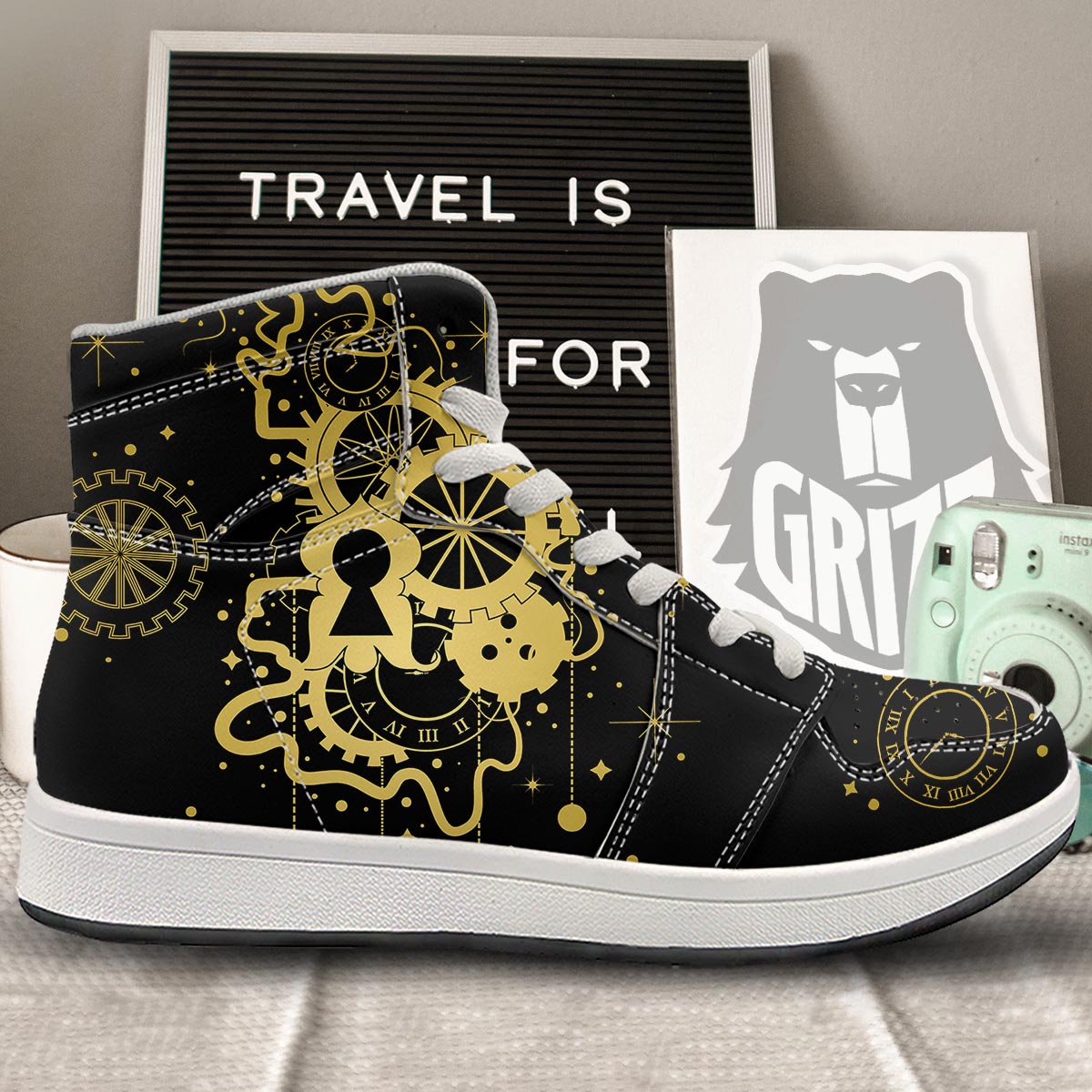 Steampunk Gears Metal Print High Top Sneakers-grizzshop