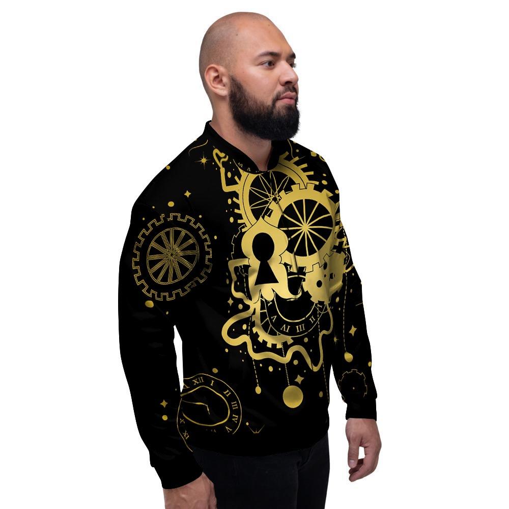 Steampunk Gears Metal Print Men's Bomber Jacket-grizzshop