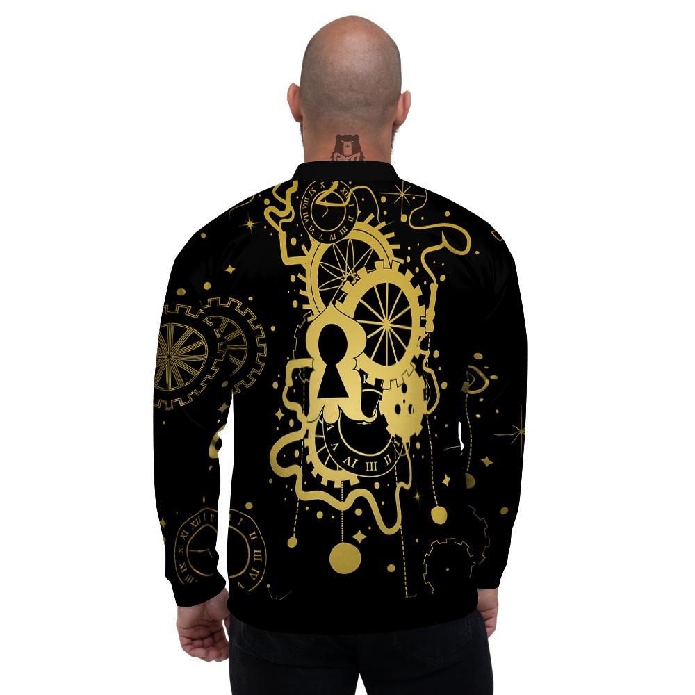Steampunk Gears Metal Print Men's Bomber Jacket-grizzshop