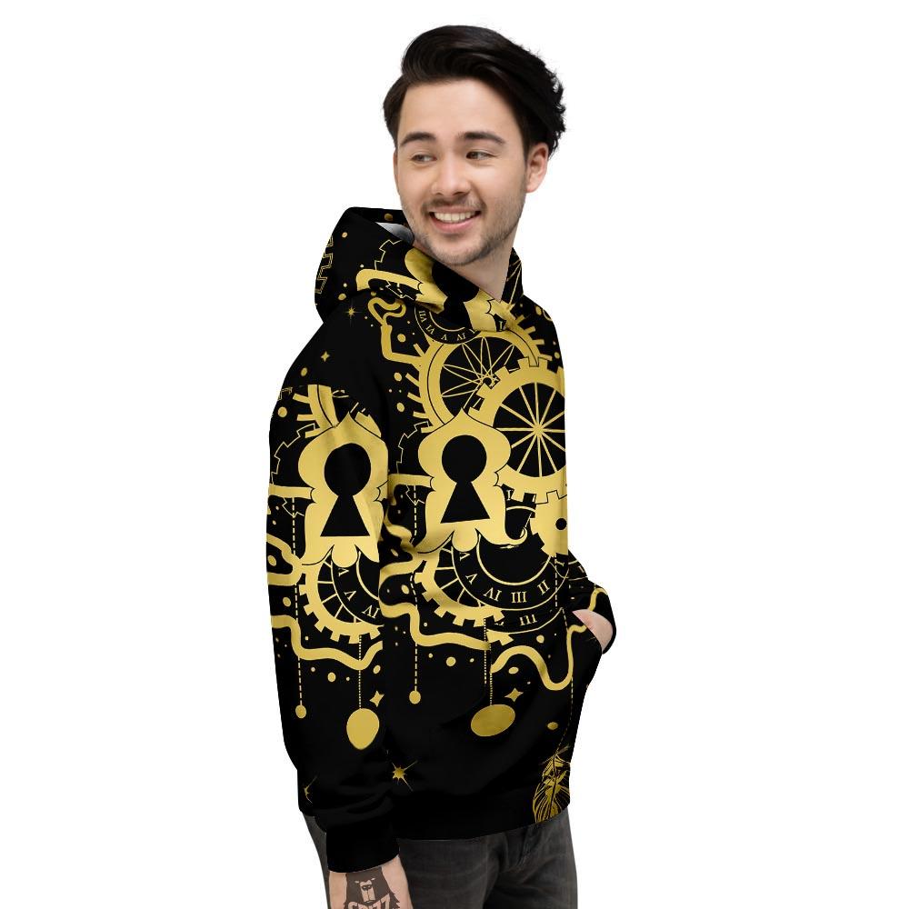 Steampunk Gears Metal Print Men's Hoodie-grizzshop
