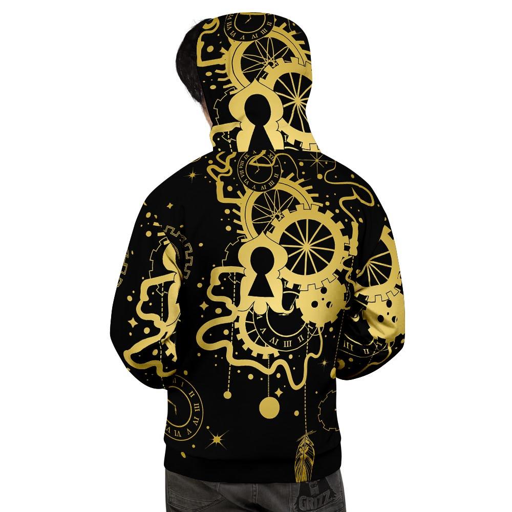 Steampunk Gears Metal Print Men's Hoodie-grizzshop