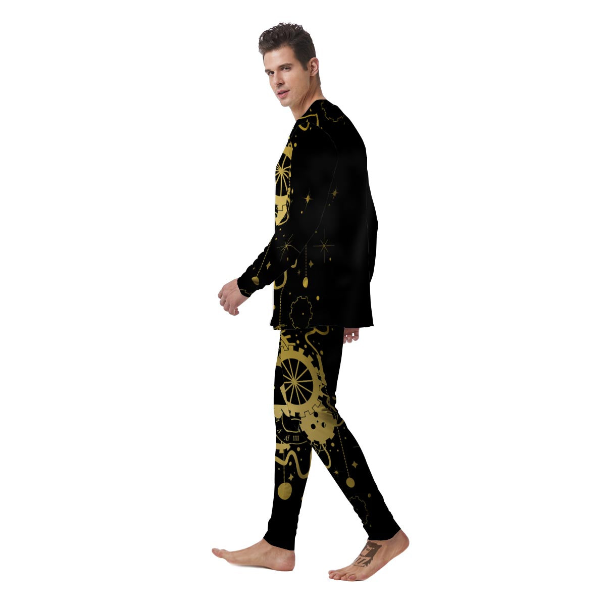 Steampunk Gears Metal Print Men's Pajamas-grizzshop
