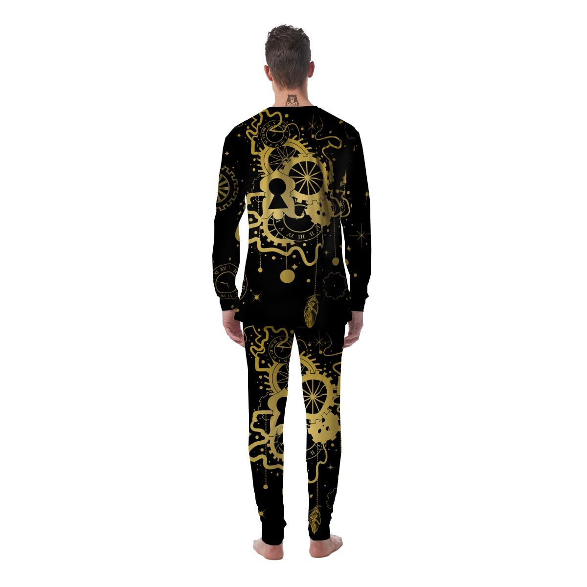 Steampunk Gears Metal Print Men's Pajamas-grizzshop