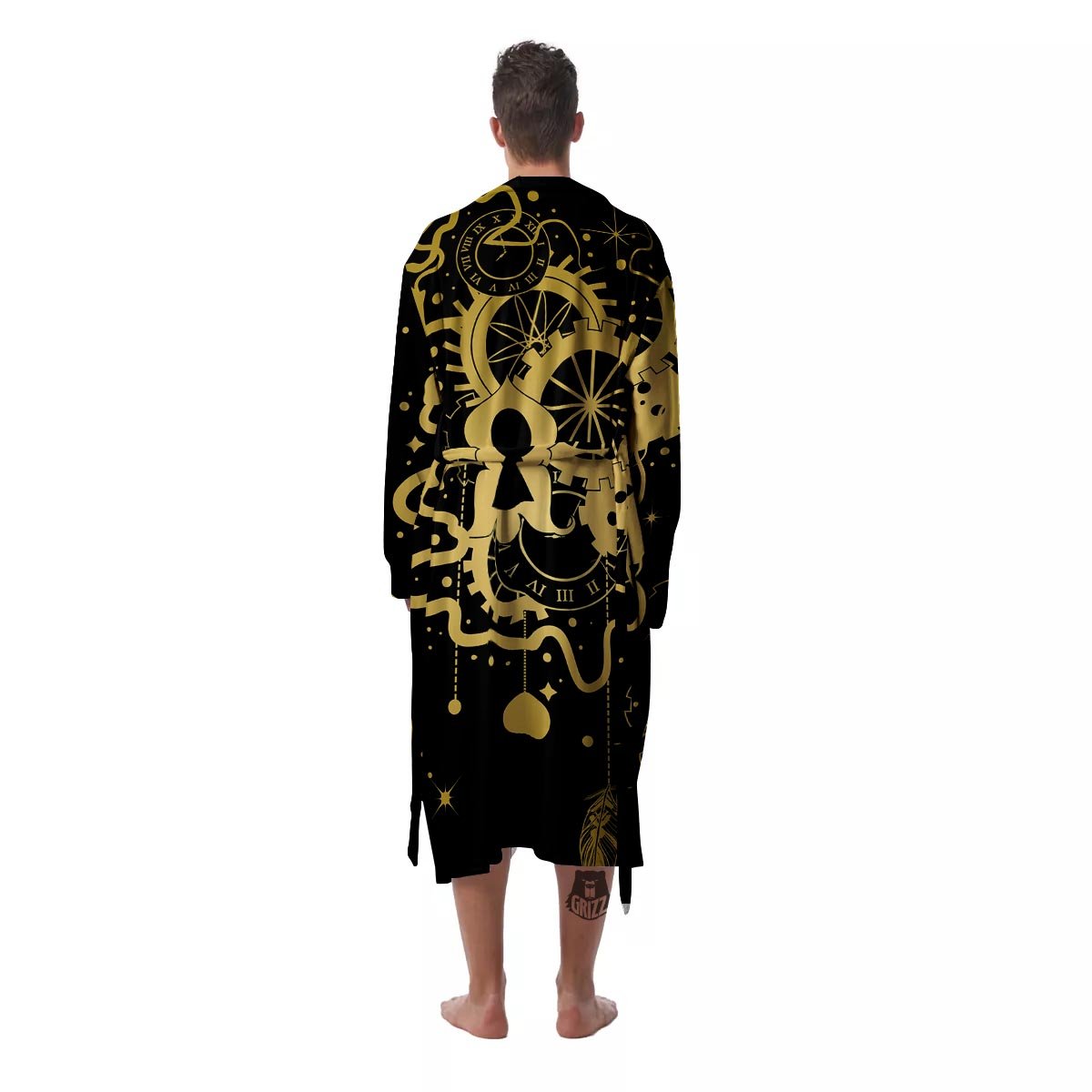 Steampunk Gears Metal Print Men's Robe-grizzshop