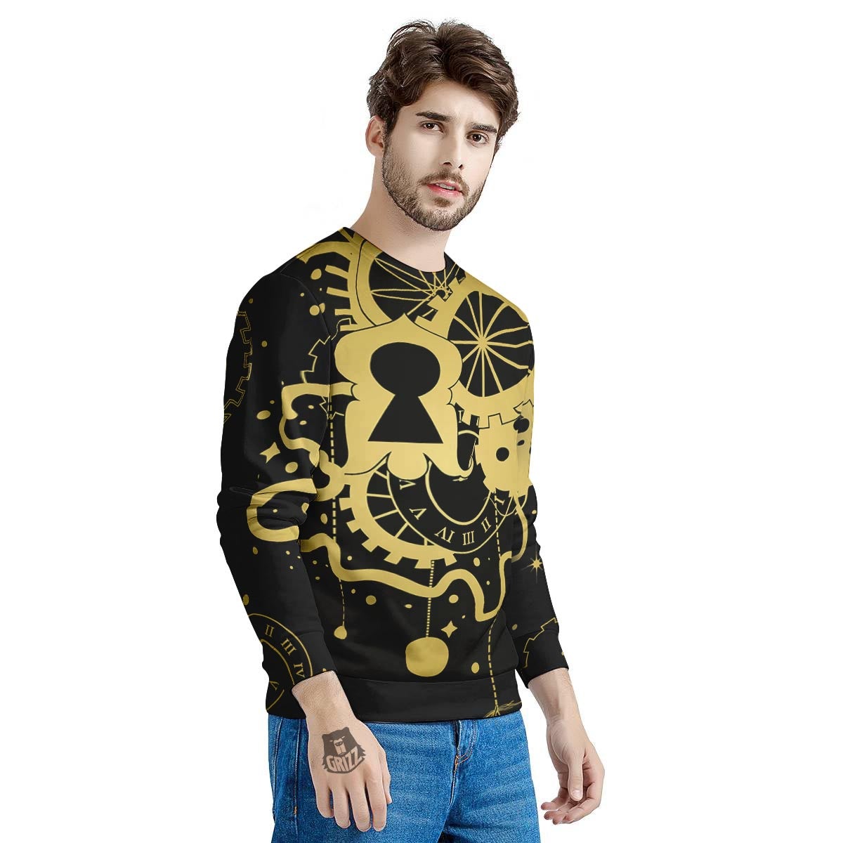 Steampunk Gears Metal Print Men's Sweatshirt-grizzshop