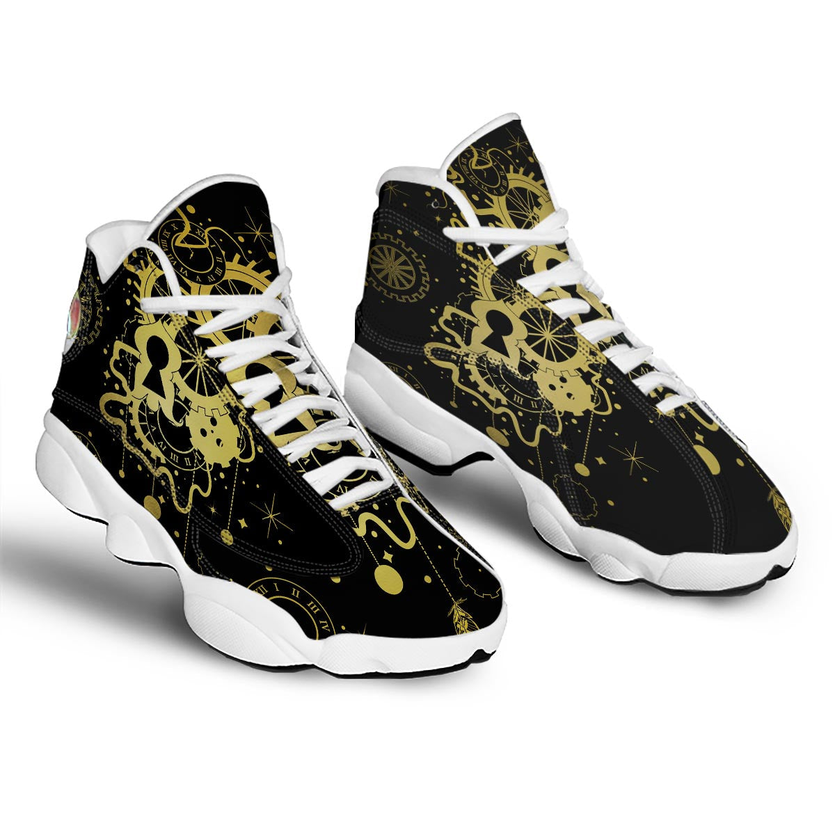 Steampunk Gears Metal Print White Basketball Shoes-grizzshop